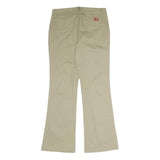 DICKIES Womens Cotton Blend Beige Regular Fit Flared Trousers W29 L30 Workwear