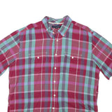 TOMMY HILFIGER Mens Red & Purple Check Shirt XL Summer Casual Cotton Blend
