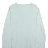 NAUTICA Mens Light Blue Plain Cotton Blend Jumper V-Neck Basic Knit L
