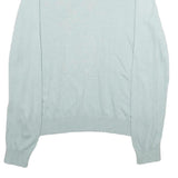 NAUTICA Mens Light Blue Plain Cotton Blend Jumper V-Neck Basic Knit L