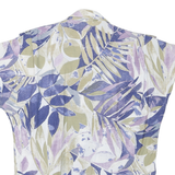 Womens Blue Green Printed Blouse Short Sleeve V-Neck XL Lightweight Shirt