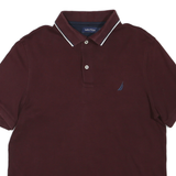 NAUTICA Mens Maroon Short Sleeve Plain M Cotton Blend Polo Shirt