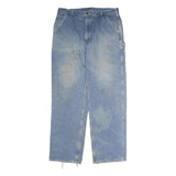 CARHARTT Mens Relaxed Light Blue Denim Jeans W38 L34 Workwear Utility Zip