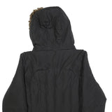CALVIN KLEIN Womens Black Jacket XL Polyester Blend Hooded Zip Plain Winter Coat