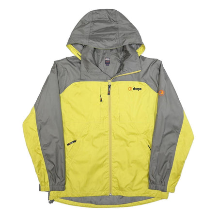 SHERPA Mens Yellow & Grey Outdoor Jacket L Polyester Blend Zip Hooded