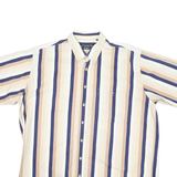 TRADER BAY Mens Beige & Blue Striped Short Sleeve Shirt XL Casual Button Down