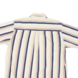 TRADER BAY Mens Beige & Blue Striped Short Sleeve Shirt XL Casual Button Down