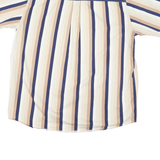 TRADER BAY Mens Beige & Blue Striped Short Sleeve Shirt XL Casual Button Down