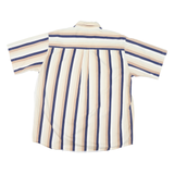 TRADER BAY Mens Beige & Blue Striped Short Sleeve Shirt XL Casual Button Down