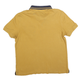 NAUTICA Mens Yellow & Navy Short Sleeve Plain L Cotton Blend Polo Shirt