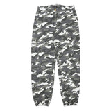 MISSGUIDED Womens Cotton Blend Grey & White Camouflage Relaxed Tapered Trousers