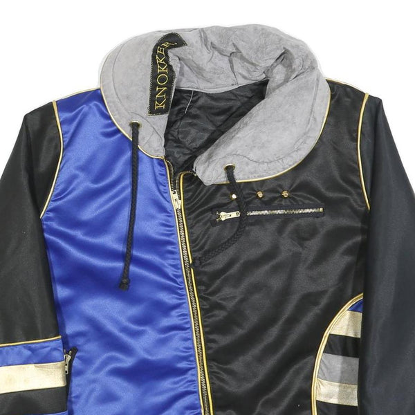 KONKER Mens Black & Blue Zip Jacket L Polyester Blend Colourblock Designer