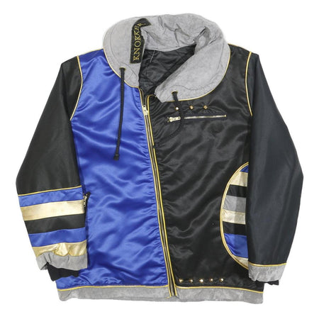 KONKER Mens Black & Blue Zip Jacket L Polyester Blend Colourblock Designer