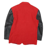 Mens Red & Black Colourblock Classic Jacket M Polyester Blend Button Closure