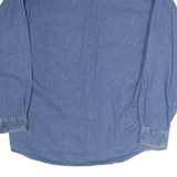 SUNBELT Mens Blue Denim Cotton Shirt L Wells Fargo Logo Long Sleeve Casual