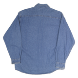 SUNBELT Mens Blue Denim Cotton Shirt L Wells Fargo Logo Long Sleeve Casual