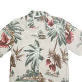 CROFT & BARROW Mens Beige Hawaiian Shirt M Rayon Tropical Print Casual Summer
