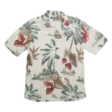 CROFT & BARROW Mens Beige Hawaiian Shirt M Rayon Tropical Print Casual Summer