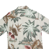 CROFT & BARROW Mens Beige Hawaiian Shirt M Rayon Tropical Print Casual Summer