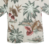 CROFT & BARROW Mens Beige Hawaiian Shirt M Rayon Tropical Print Casual Summer