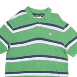 CHAPS Mens Green & Blue Striped Short Sleeve Polo Shirt 2XL Cotton Casual Tee
