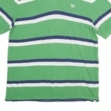 CHAPS Mens Green & Blue Striped Short Sleeve Polo Shirt 2XL Cotton Casual Tee