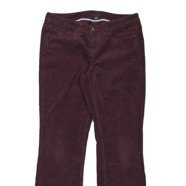 TOMMY HILFIGER Womens Cotton Blend Burgundy Regular Straight Trousers W31 L31