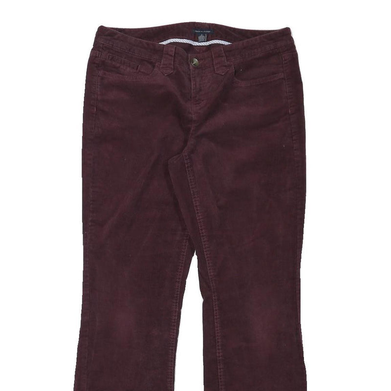 TOMMY HILFIGER Womens Cotton Blend Burgundy Regular Straight Trousers W31 L31