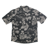 WINNIE FASHION Mens Black Hawaiian Pattern Shirt XL Cotton Casual Summer
