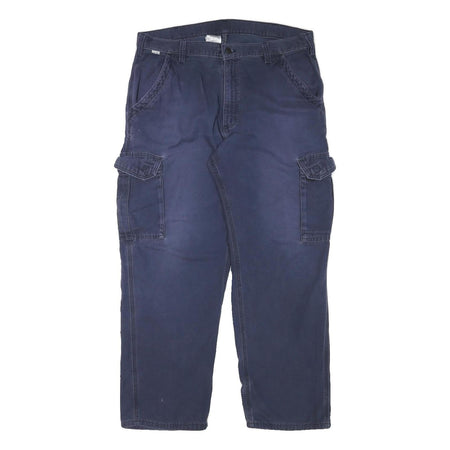 CARHARTT Mens Navy Relaxed Cargo Trousers W36 L29 Cotton Blend Workwear
