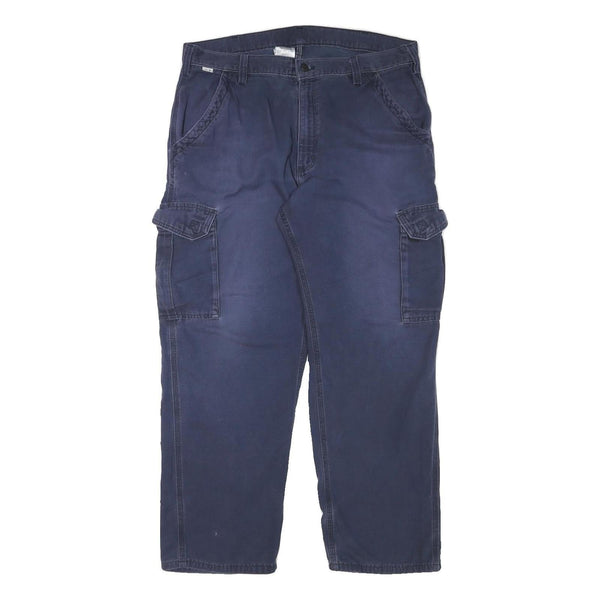 CARHARTT Mens Navy Relaxed Cargo Trousers W36 L29 Cotton Blend Workwear