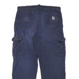 CARHARTT Mens Navy Relaxed Cargo Trousers W36 L29 Cotton Blend Workwear