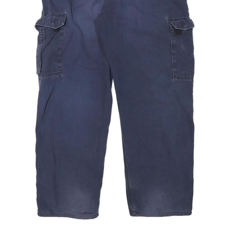 CARHARTT Mens Navy Relaxed Cargo Trousers W36 L29 Cotton Blend Workwear