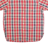 NAUTICA Mens Red & Navy Check Short Sleeve Shirt L Cotton Blend Button Shirt
