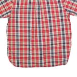 NAUTICA Mens Red & Navy Check Short Sleeve Shirt L Cotton Blend Button Shirt