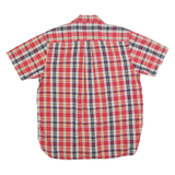 NAUTICA Mens Red & Navy Check Short Sleeve Shirt L Cotton Blend Button Shirt