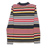 TOMMY HILFIGER Womens Navy Red Yellow Striped Long Sleeve Polo Shirt XS