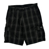 Wrangler Checked Cargo Shorts - 35W 10L Black Cotton