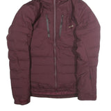 DECATHLON Womens Maroon Burgundy Puffer Jacket L Polyester Zip Hooded Sportswear