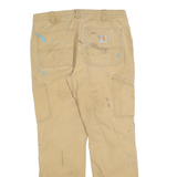 CARHARTT Mens Relaxed Beige Workwear Cotton Blend Trousers W34 L32 Durable