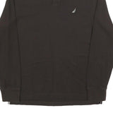 NAUTICA Mens Black Long Sleeve Plain Polo Shirt M Cotton Blend Classic Comfort