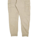 H&M Mens Slim Fit Beige Cargo Trousers W36 L30 Drawstring Cotton Blend Casual