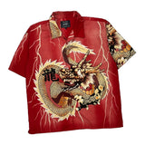 Dragon Print Ur Graphic Hawaiian Shirt - XL Red Cotton