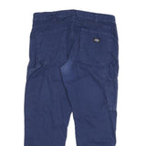 DICKIES Mens Cotton Blend Blue Regular Straight Trousers W36 L28 Casual Workwear