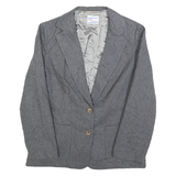 AVON FASHIONS Mens Grey Wool Blend Jacket S Button Closure Plain Stylish