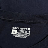Carhartt Spellout Long Sleeve T-Shirt - XL Navy Cotton