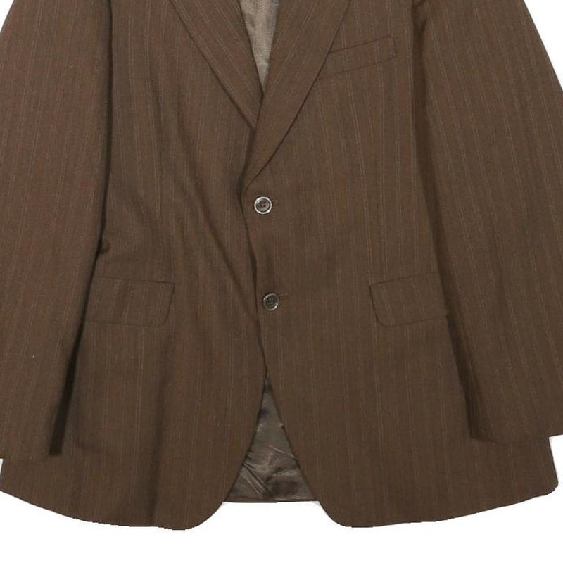 WINIKER Mens Brown Wool Pinstripe Jacket XXS Woven Button Classic Formal