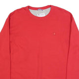 CHAMPION Mens Red Crew Neck L Cotton Blend Pullover Sweatshirt Classic Fit
