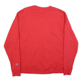 CHAMPION Mens Red Crew Neck L Cotton Blend Pullover Sweatshirt Classic Fit