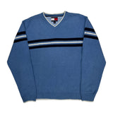 Tommy Hilfiger Striped Sweater - XL Blue Cotton